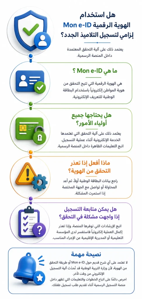 هل استخدام الهوية الرقمية Mon e-ID إلزامي لتسجيل التلاميذ الجدد؟